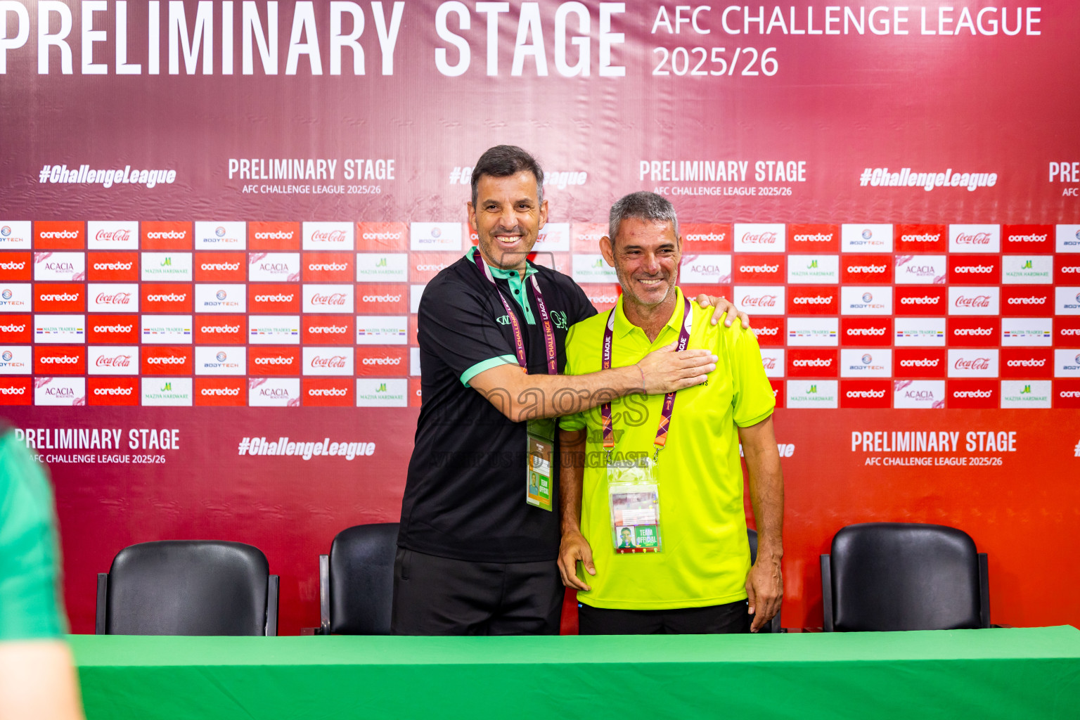 Final Pre-Match Press Conference of AFC Challenge League 2025/26 Preliminary Stage-Maziya Sports & RC vs Al Arabi SC was held at National Stadium in Male', Maldives on Monday, 11th August 2025. Photos: Nausham Waheed / images.mv