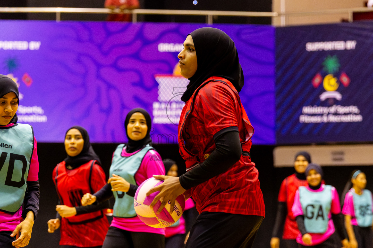C Matrix vs MV Netters in Day 1 of 24th Milo Netball Association Championship held in Social Center at Male', Maldives on Monday, 1st September 2025. Photos: Nausham Waheed / images.mv