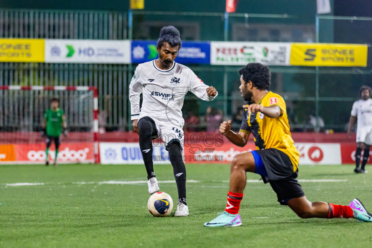 M Muli vs M Naalaafushi in Day 22 of Golden Futsal Challenge 2024 was held on Monday , 5th February 2024 in Hulhumale', Maldives Photos: Nausham Waheed / images.mv