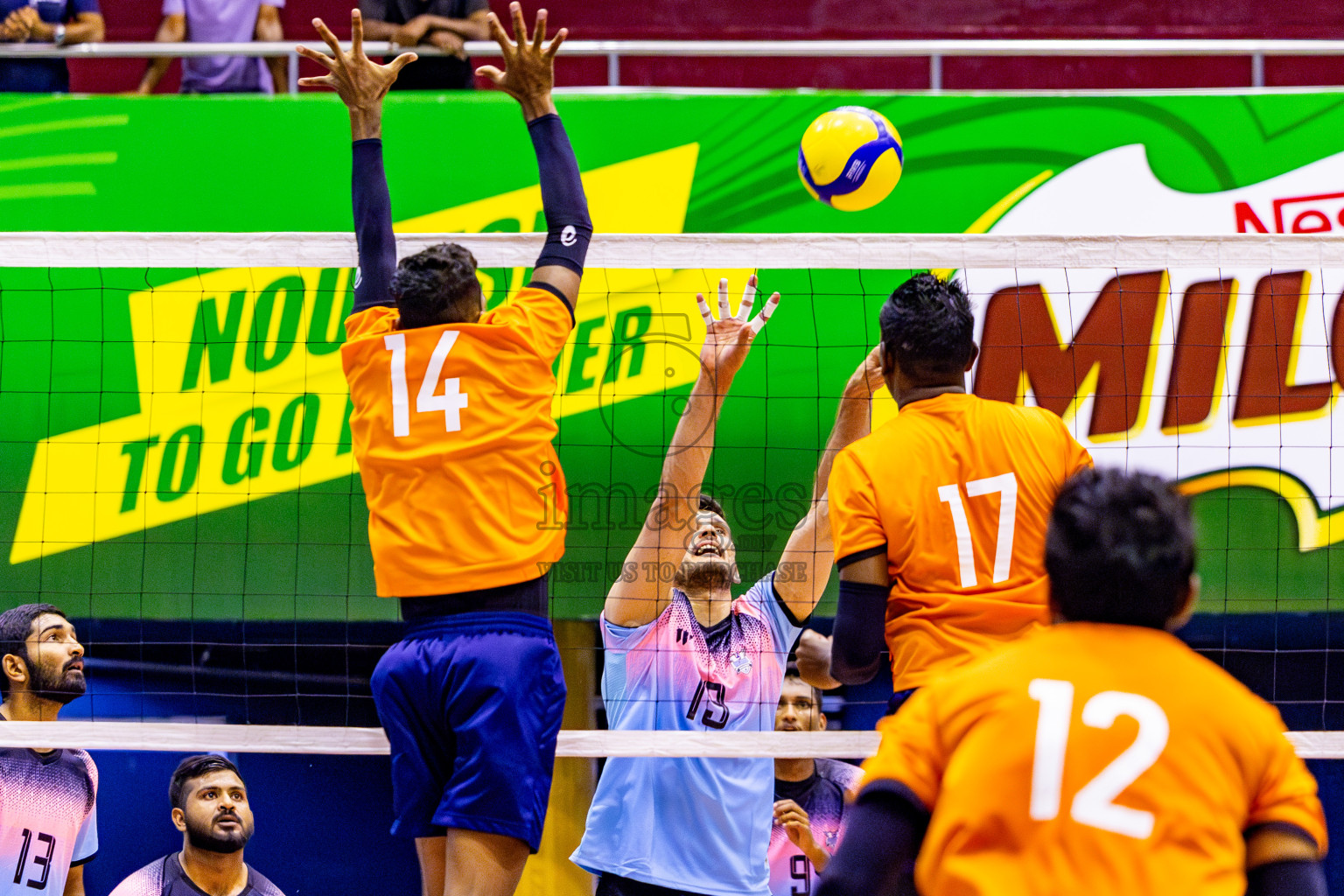 Sports Club City vs Blues for Volleyball in Day 2 of MILO VAM Cup 2024 Men's Division was held in Social Center Indoor Hall on Tuesday, 29th October 2024. Photos: Nausham Waheed / images.mv