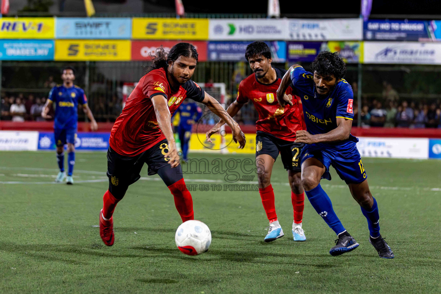 L. Gan VS B. Eydhafushi in the Finals of Golden Futsal Challenge 2024 which was held on Thursday, 7th March 2024, in Hulhumale', Maldives. 
Photos: Hassan Simah / images.mv