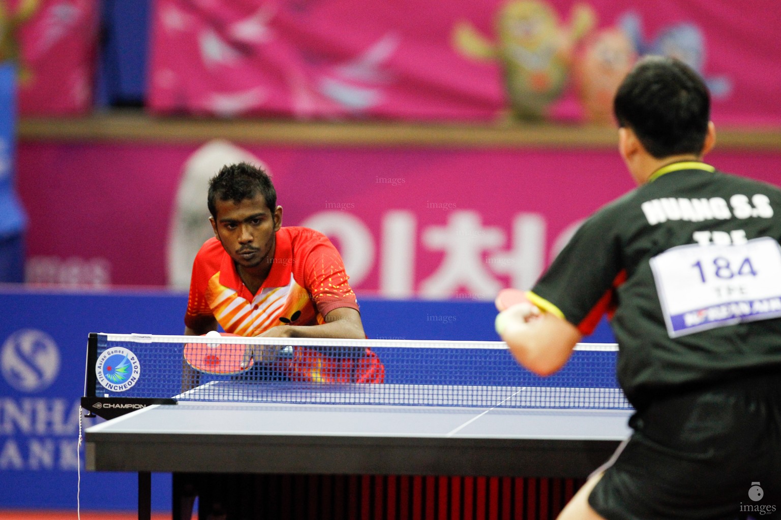 Maldivian table tennis team in Asian Games 2014 in Incheon, South Korea (Images.mv Photo/ Hussain Sinan).