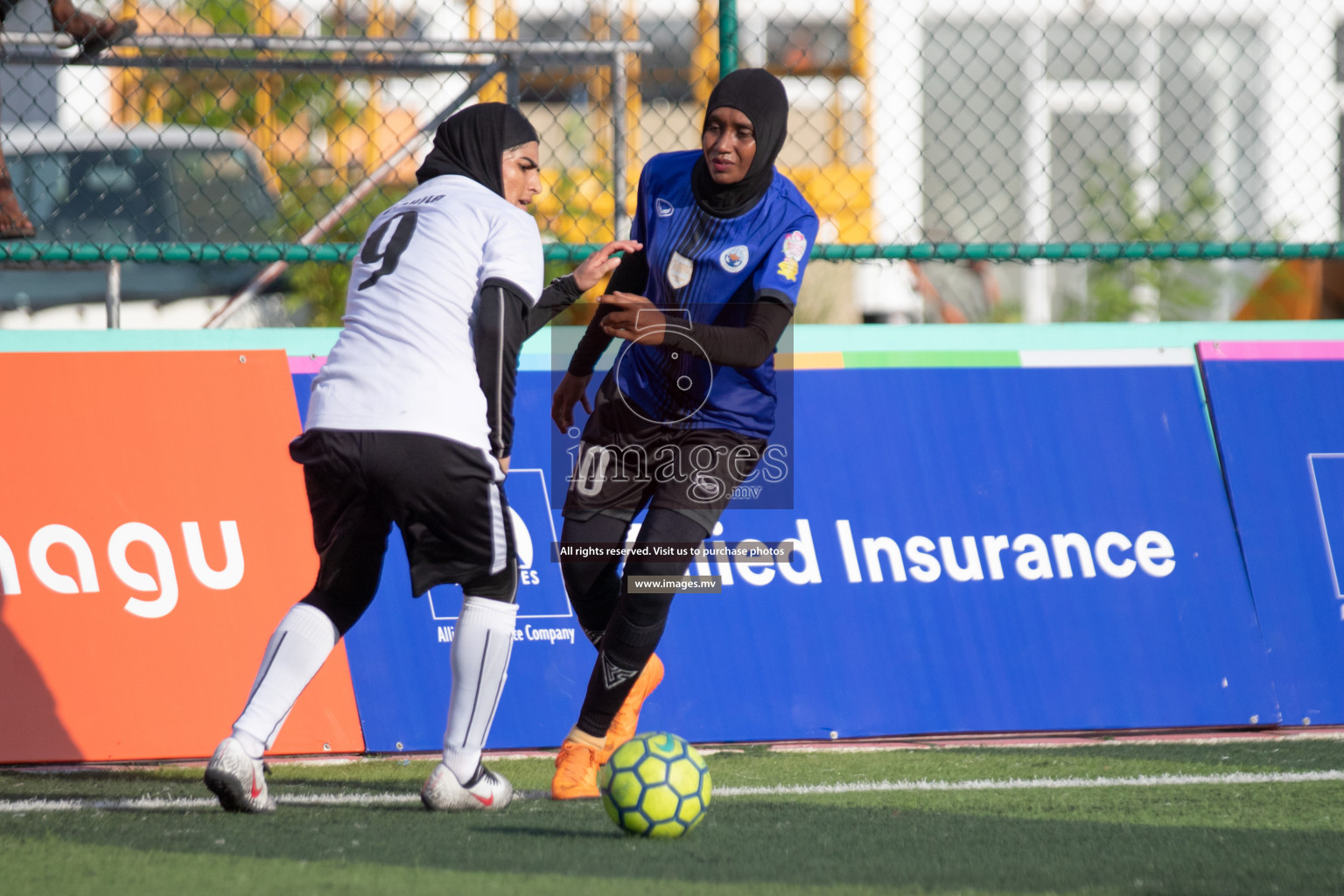 Maldives Ports Limited vs Dhivehi Sifainge Club in the semi finals of 18/30 Women's Futsal Fiesta 2019 on 27th April 2019, held in Hulhumale Photos: Hassan Simah / images.mv