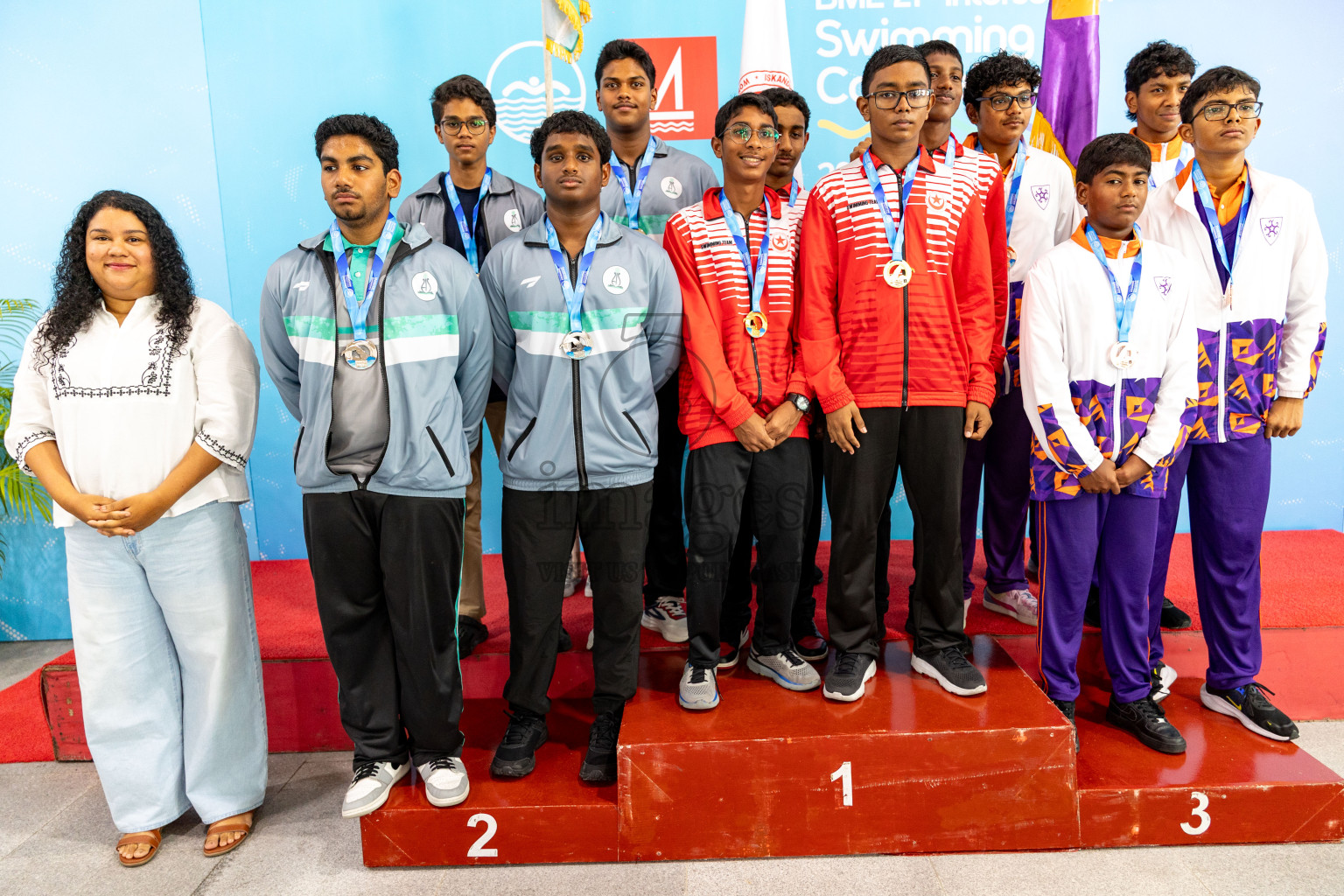 Closing Ceremony of BML 21st Interschool Swimming Competition 2025 .was held in Hulhumale' Swimming Pool, Hulhumale', Maldives on Saturday, 18th October 2025. 
Photos: Hassan Simah / images.mv