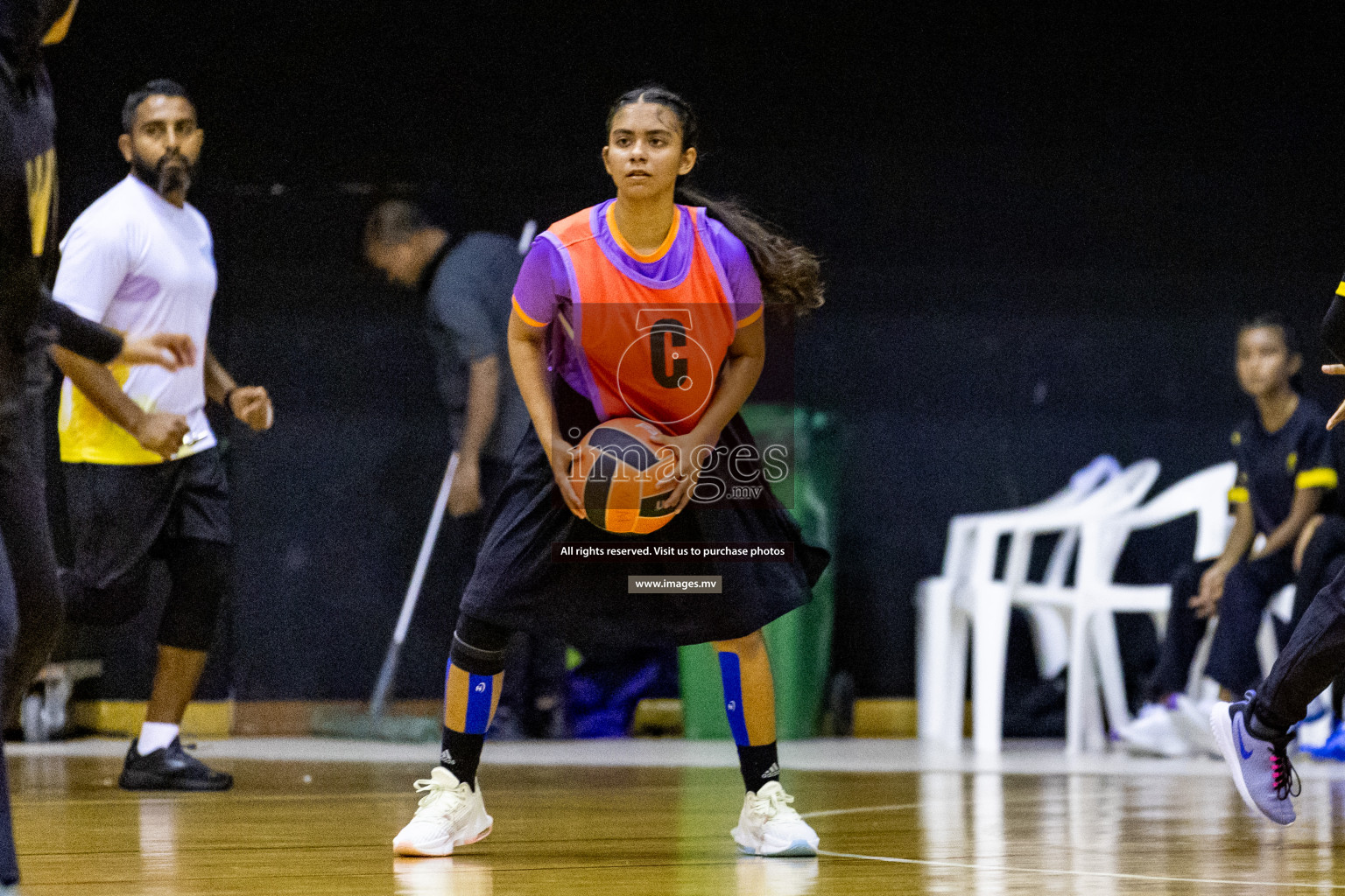 Day 9 of 24th Interschool Netball Tournament 2023 was held in Social Center, Male', Maldives on 4th November 2023. Photos: Hassan Simah / images.mv