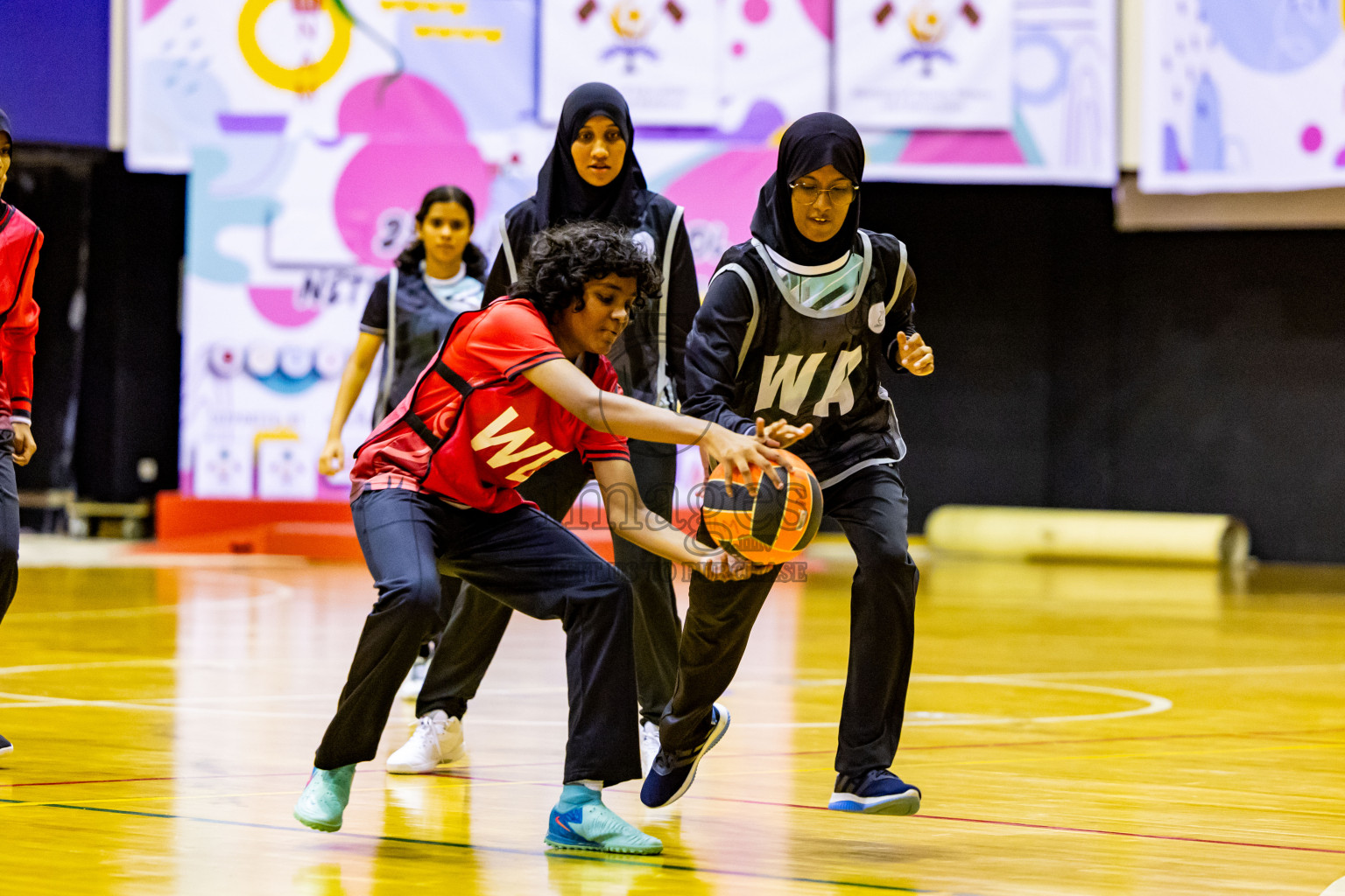 Day 9 of 25th Inter-School Netball Tournament was held in Social Center at Male', Maldives on Monday, 19th August 2024. Photos: Nausham Waheed / images.mv