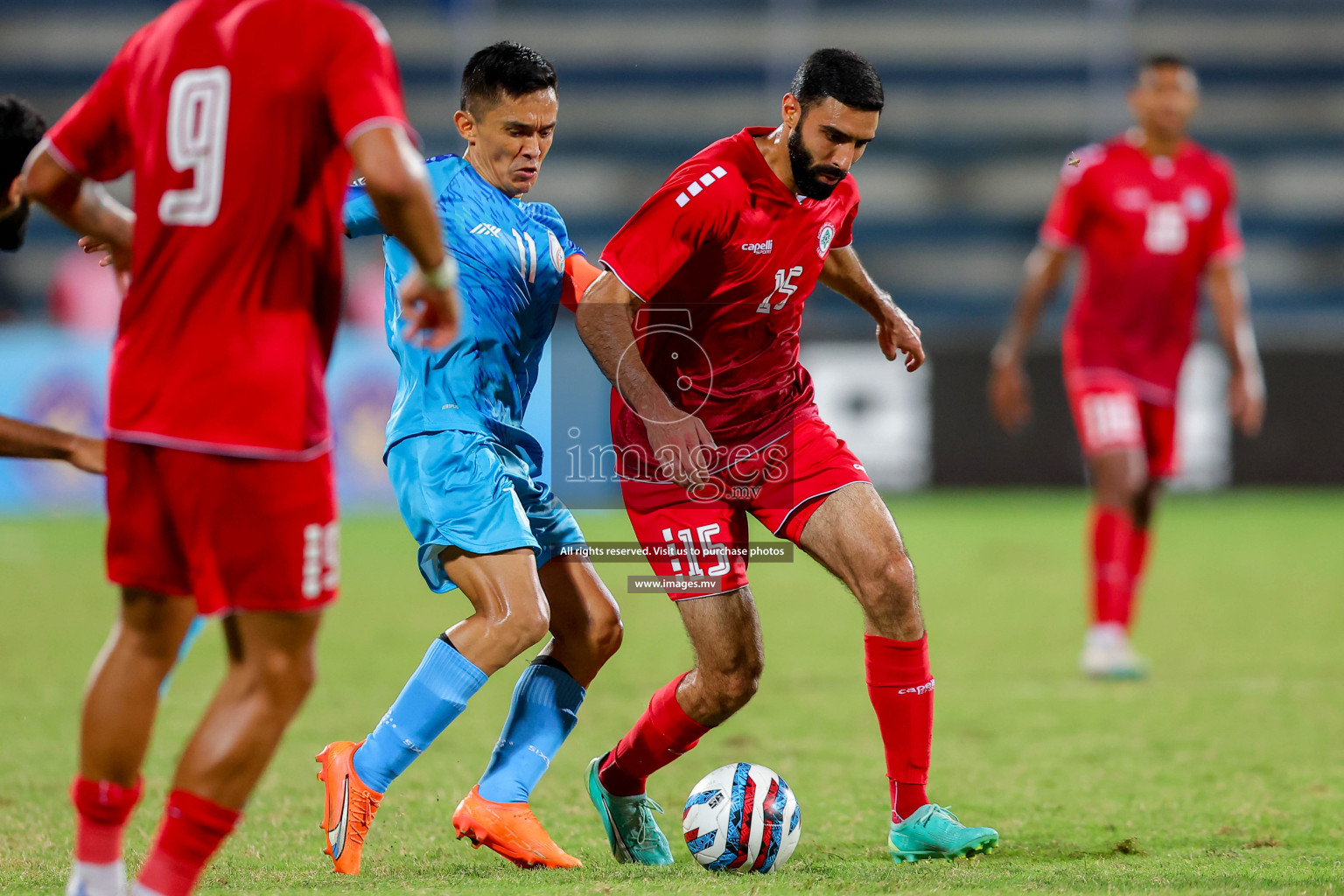 Lebanon vs India in the Semi-final of SAFF Championship 2023 held in Sree Kanteerava Stadium, Bengaluru, India, on Saturday, 1st July 2023. Photos: Nausham Waheed / images.mv