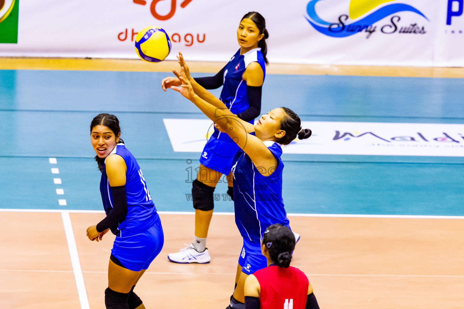 Nepal vs Maldives in Day 3 of CAVA U20 Woman's Volleyball Championship 2024 was held in Social Center, Male', Maldives on 20th July 2024. Photos: Nausham Waheed / images.mv