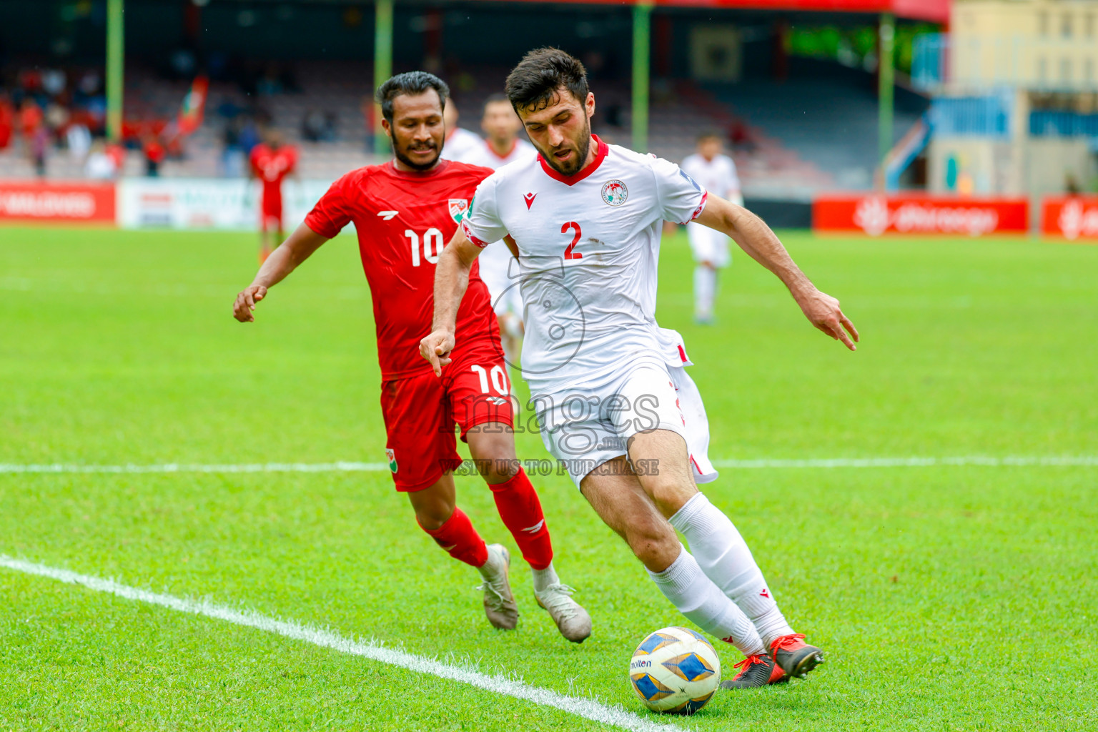 Maldives vs Tajikistan in the AFC Asian Cup Saudi Arabia 2027 Qualifier was played in Male' Maldives on Tuesday, 14th October 2025. 
Photos: Raaif Yoosuf / images.mv