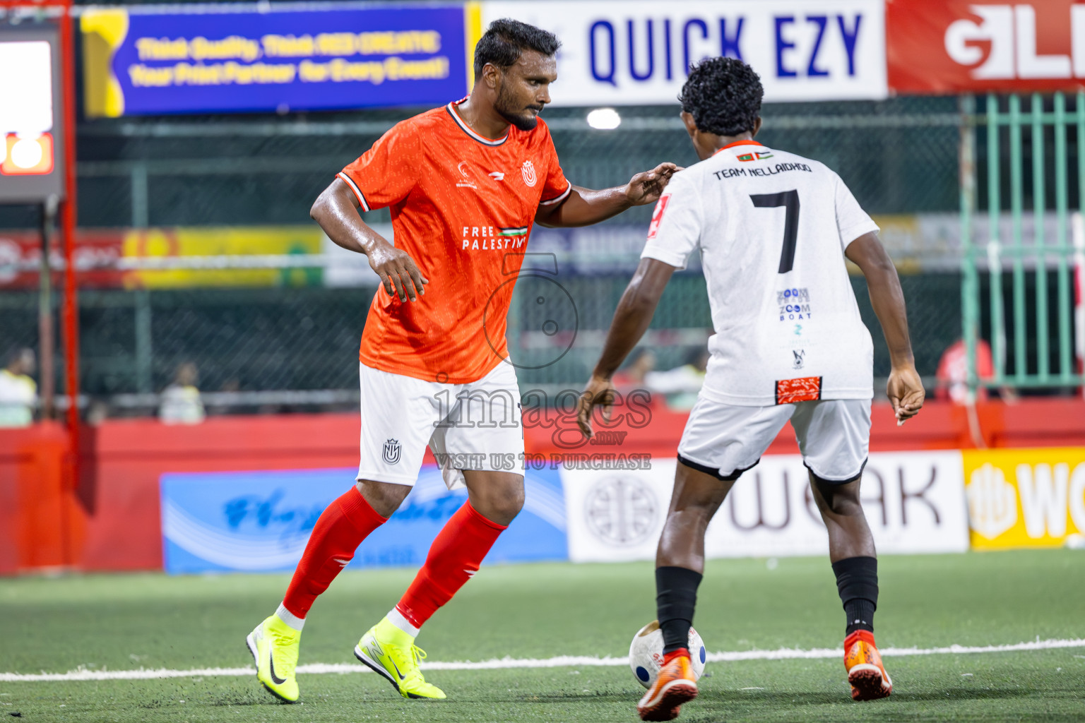 HDh Nolhivaran vs HDh Nellaidhoo in Day 5 of Golden Futsal Challenge 2025 on Thursday, 9th January 2025, in Hulhumale', Maldives
Photos: Ismail Thoriq / images.mv