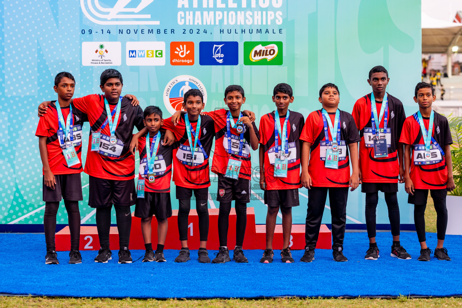 Day 6 of MWSC Interschool Athletics Championships 2024 held in Hulhumale Running Track, Hulhumale, Maldives on Thursday, 14th November 2024. Photos by: Nausham Waheed / Images.mv