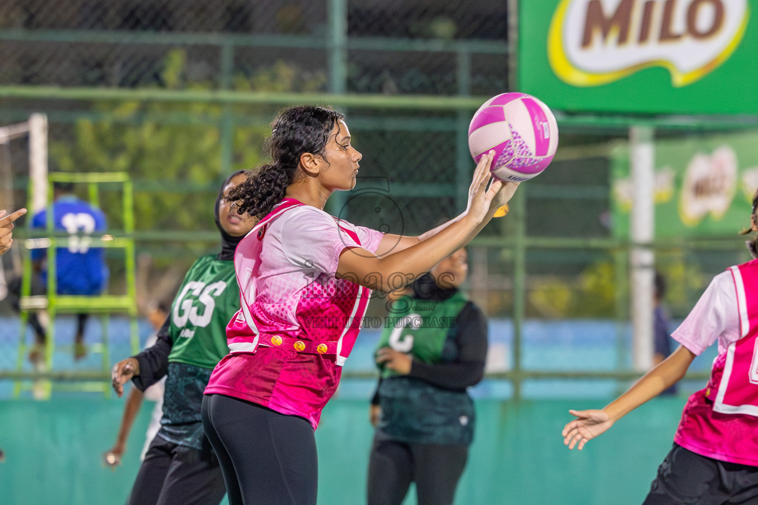 Xenith Sports Club vs N Sports Academy in Division 2 of National Netball Tournament 2025 held in Ekuveni Netball Court at Male', Maldives on Friday, 23rd May 2025. Photos: Mohamed Mahfooz Moosa / images.mv