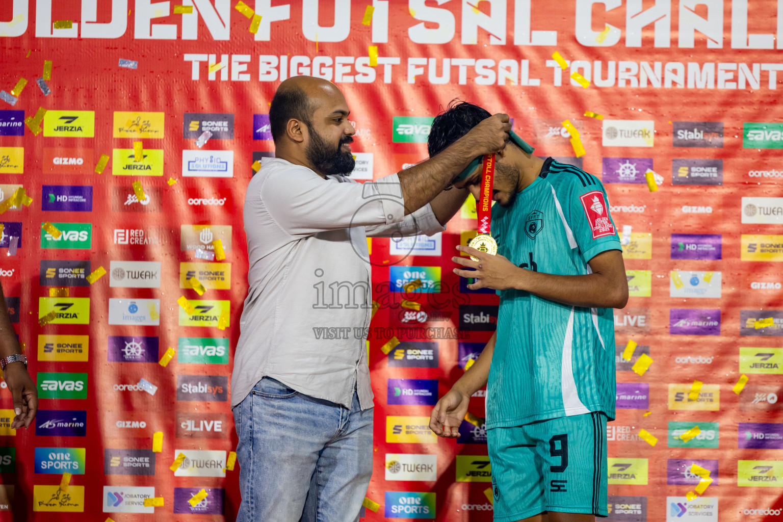 S Feydhoo vs S Hithadhoo in Seenu Atoll Final in Day 24 of Golden Futsal Challenge 2025 was held on Tuesday , 28th January 2025, in Hulhumale', Maldives. Photos: Nausham Waheed / images.mv