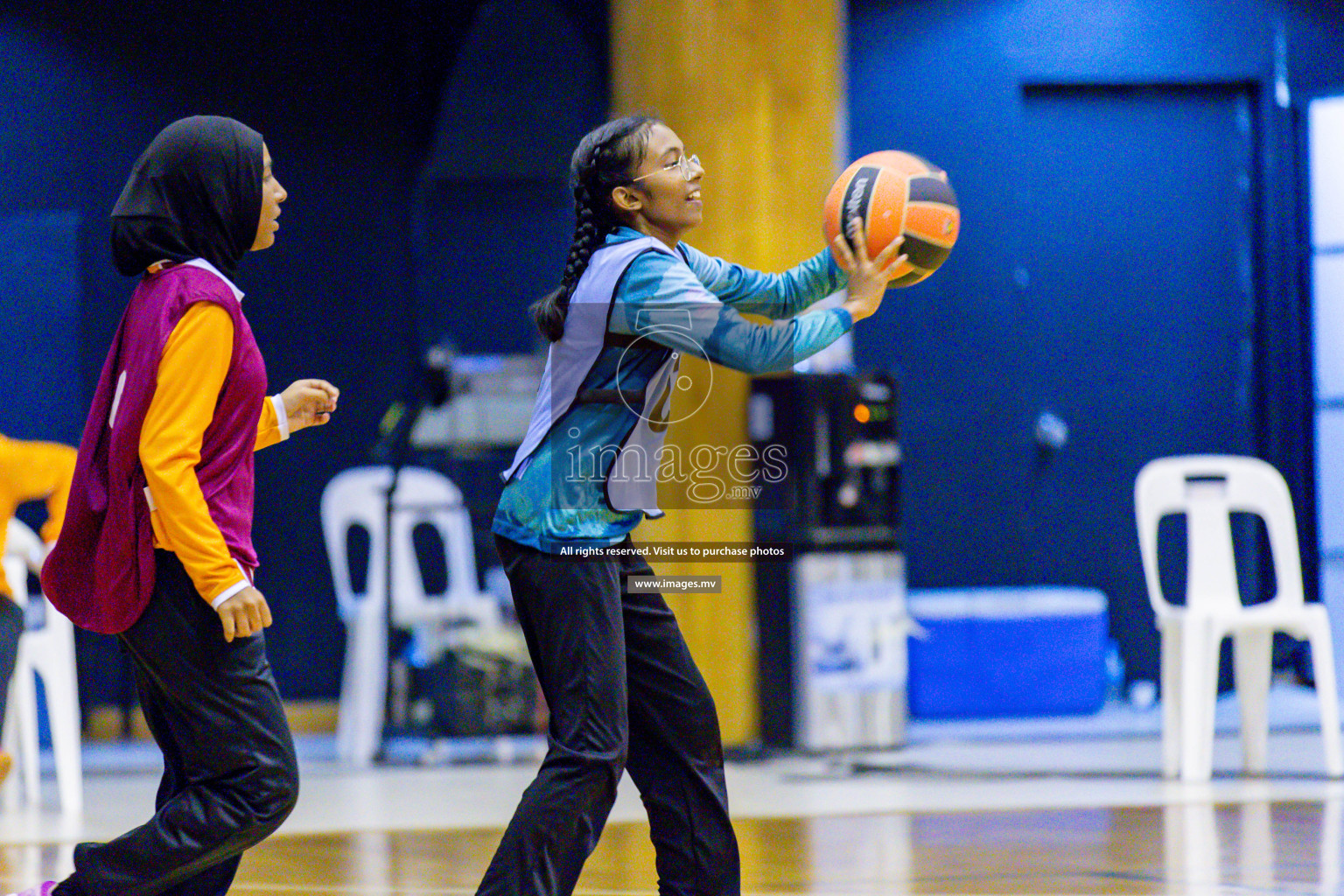 Day 9 of 24th Interschool Netball Tournament 2023 was held in Social Center, Male', Maldives on 4th November 2023. Photos: Hassan Simah / images.mv