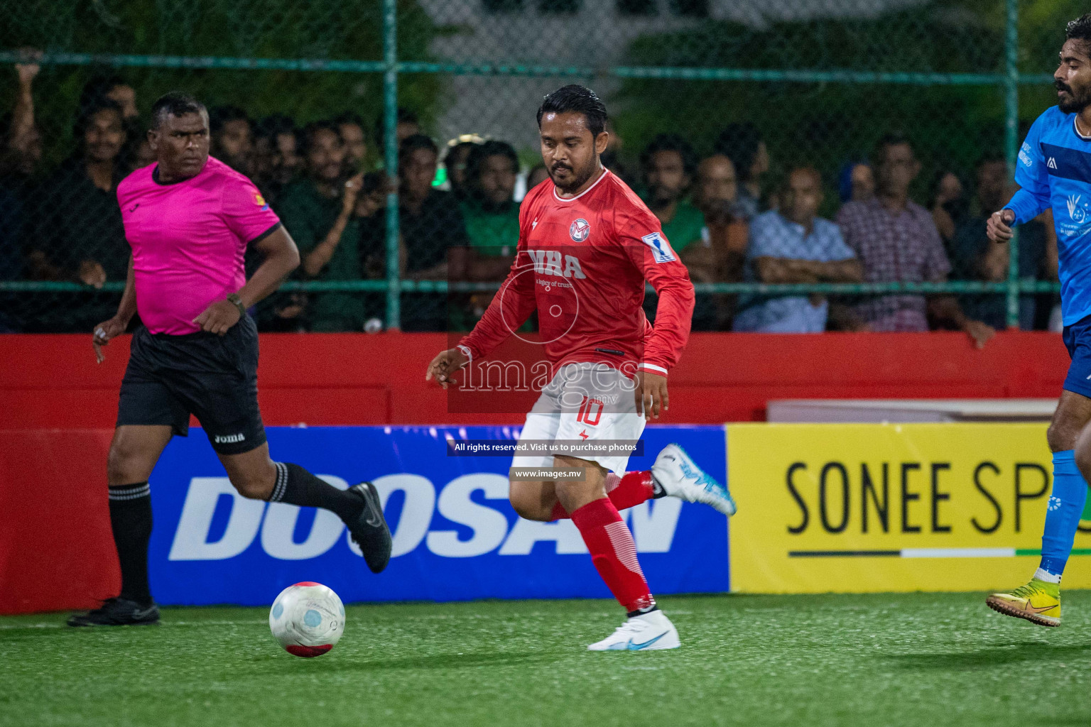 Sh. Milandhoo vs Sh. Maroshi in Day 2 of Golden Futsal Challenge 2023 on 06 February 2023 in Hulhumale, Male, Maldives