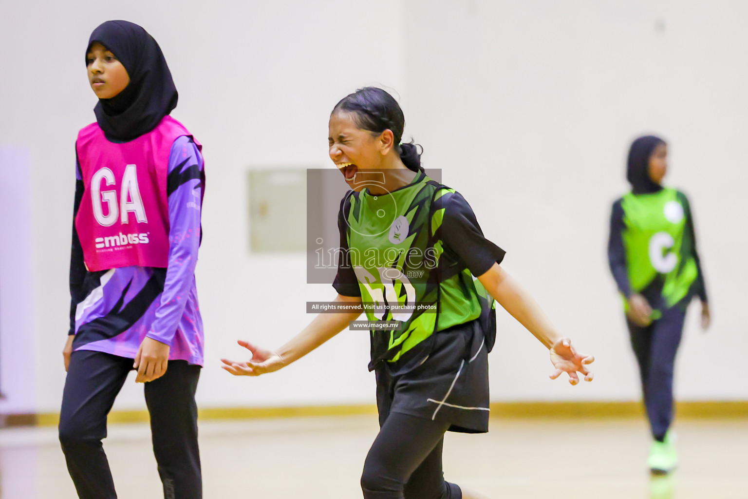 Day 9 of 24th Interschool Netball Tournament 2023 was held in Social Center, Male', Maldives on 4th November 2023. Photos: Hassan Simah / images.mv