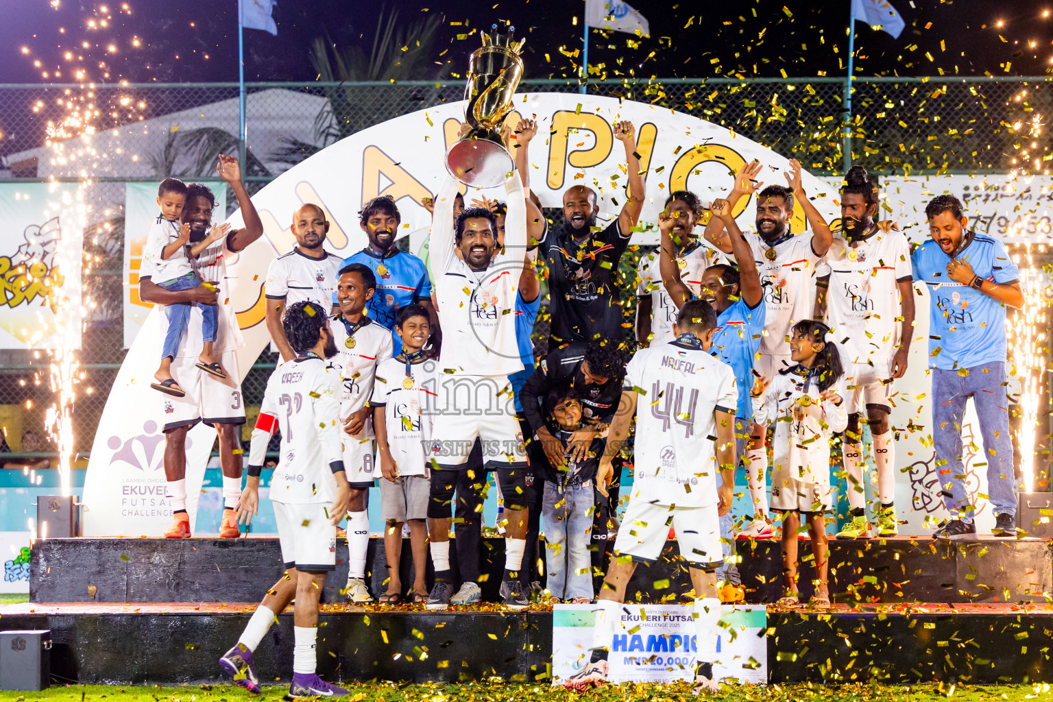 Ifhaams vs Dee Cee Jay SC in Final of Laamehi Dhiggaru Ekuveri Futsal Challenge 2025 was held on Tuesday, 29th July 2025, at Dhiggaru Futsal Ground, Dhiggaru, Maldives Photos: Nausham Waheed  / images.mv