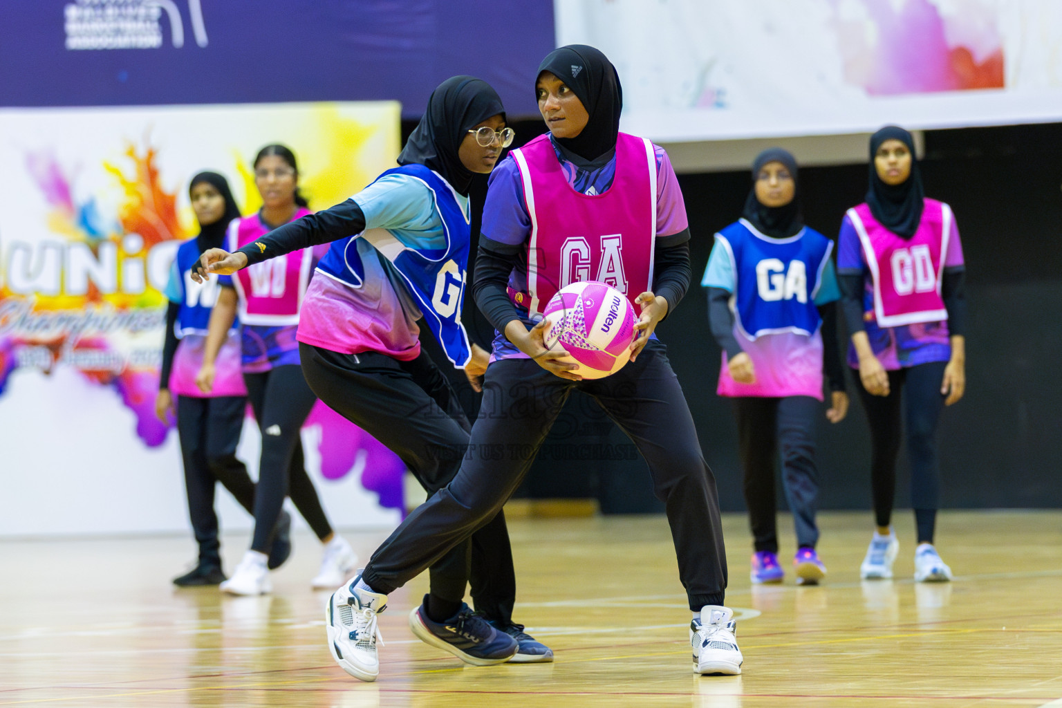 N Sports Academy A vs Young Netballers B in Day 1 of 3rd Junior Championship - Netball association of Maldives, held at Social Center on 19th January 2025 . Photos by Shuu Abdul Sattar