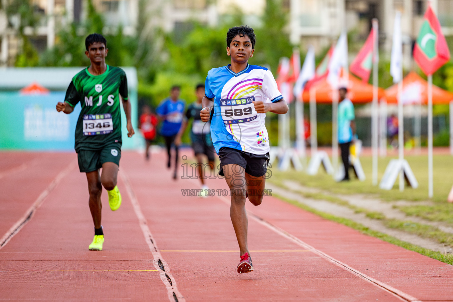 Day 1 of MWSC Interschool Athletics Championships 2024 held in Hulhumale Running Track, Hulhumale, Maldives on Saturday, 9th November 2024. 
Photos by: Hassan Simah / Images.mv