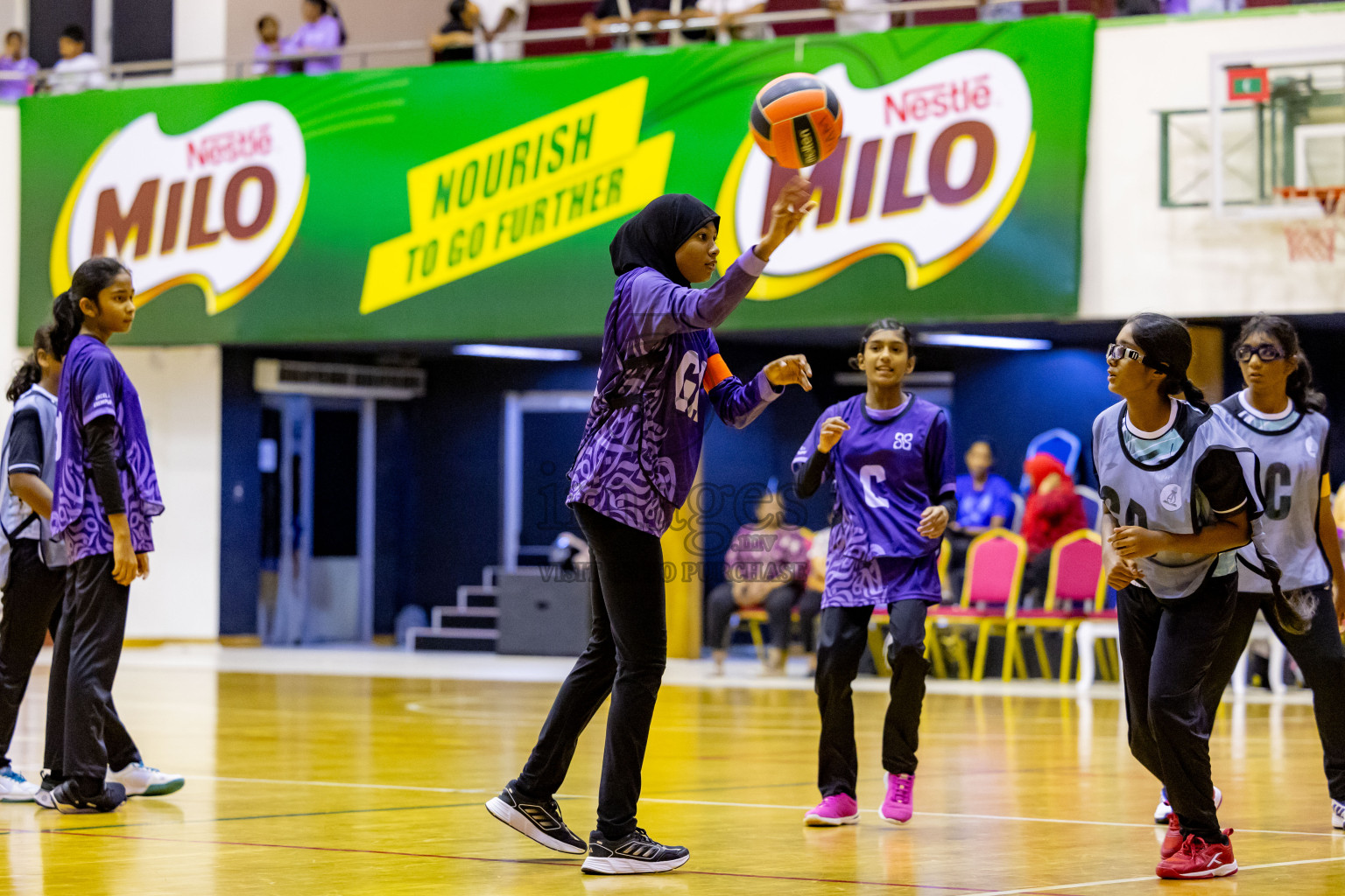 Day 9 of 25th Inter-School Netball Tournament was held in Social Center at Male', Maldives on Monday, 19th August 2024. Photos: Nausham Waheed / images.mv