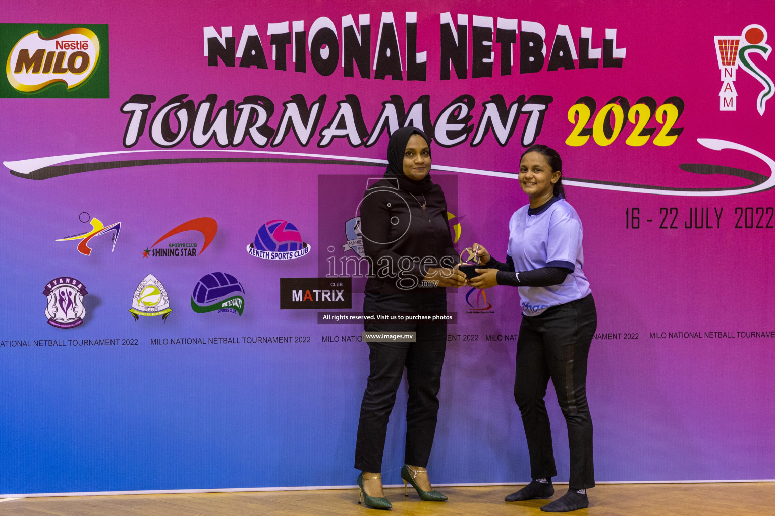 Club Matrix vs VYANSA in the Milo National Netball Tournament 2022 on 20 July 2022, held in Social Center, Male', Maldives. Photographer: Shuu / Images.mv