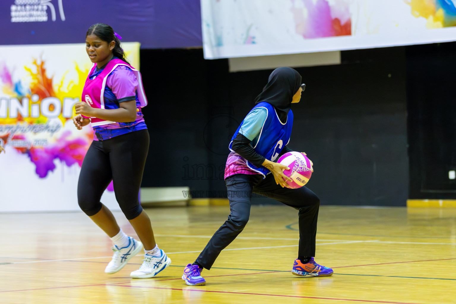 N Sports Academy A vs Young Netballers B in Day 1 of 3rd Junior Championship - Netball association of Maldives, held at Social Center on 19th January 2025 . Photos by Shuu Abdul Sattar
