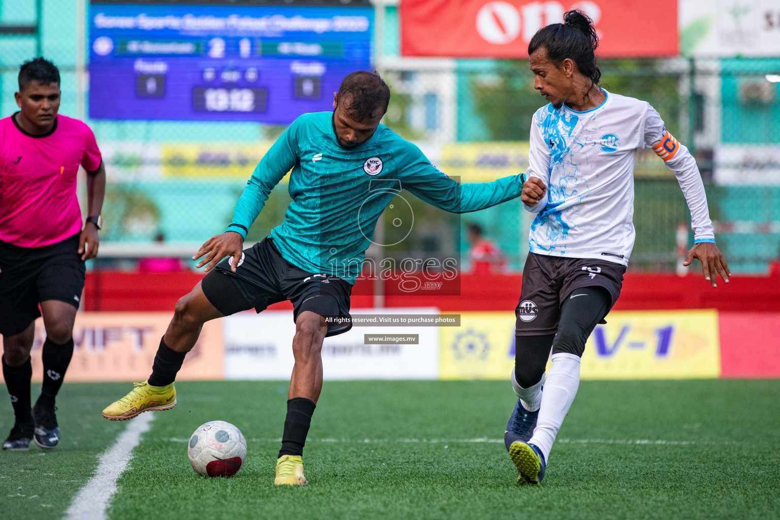 M. Naalaafushi vs M. Mulak in Day 6 of Golden Futsal Challenge 2023 on 10 February 2023 in Hulhumale, Male, Maldives