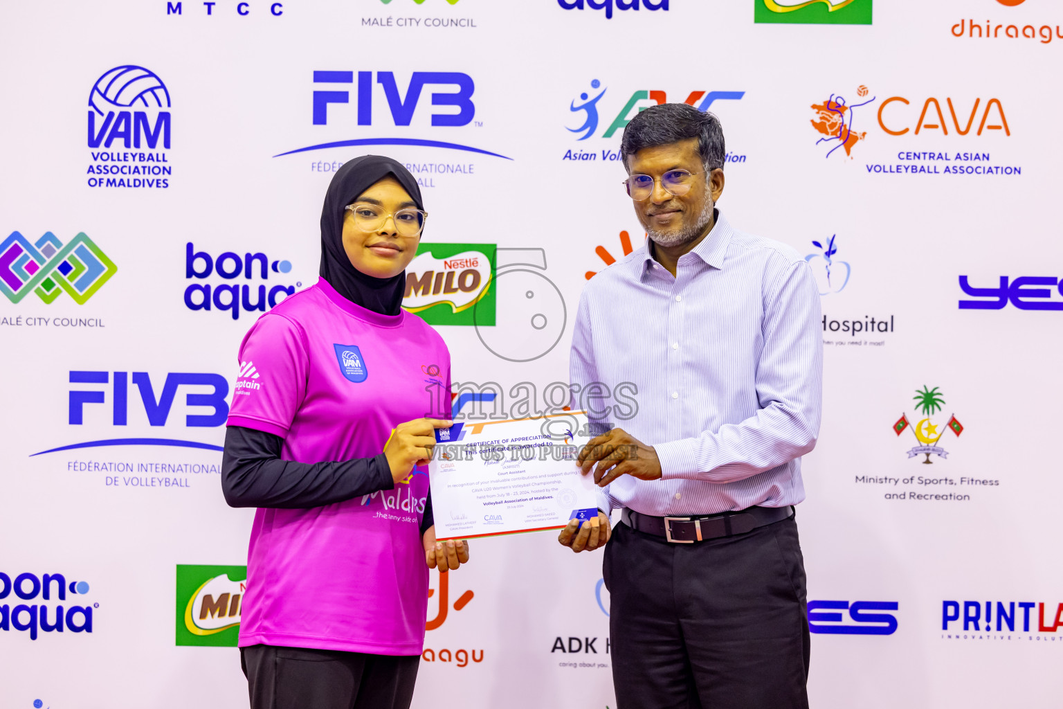 Sri Lanka vs Maldives in Semi Final of CAVA U20 Woman's Volleyball Championship 2024 was held in Social Center, Male', Maldives on 22nd July 2024. Photos: Nausham Waheed / images.mv