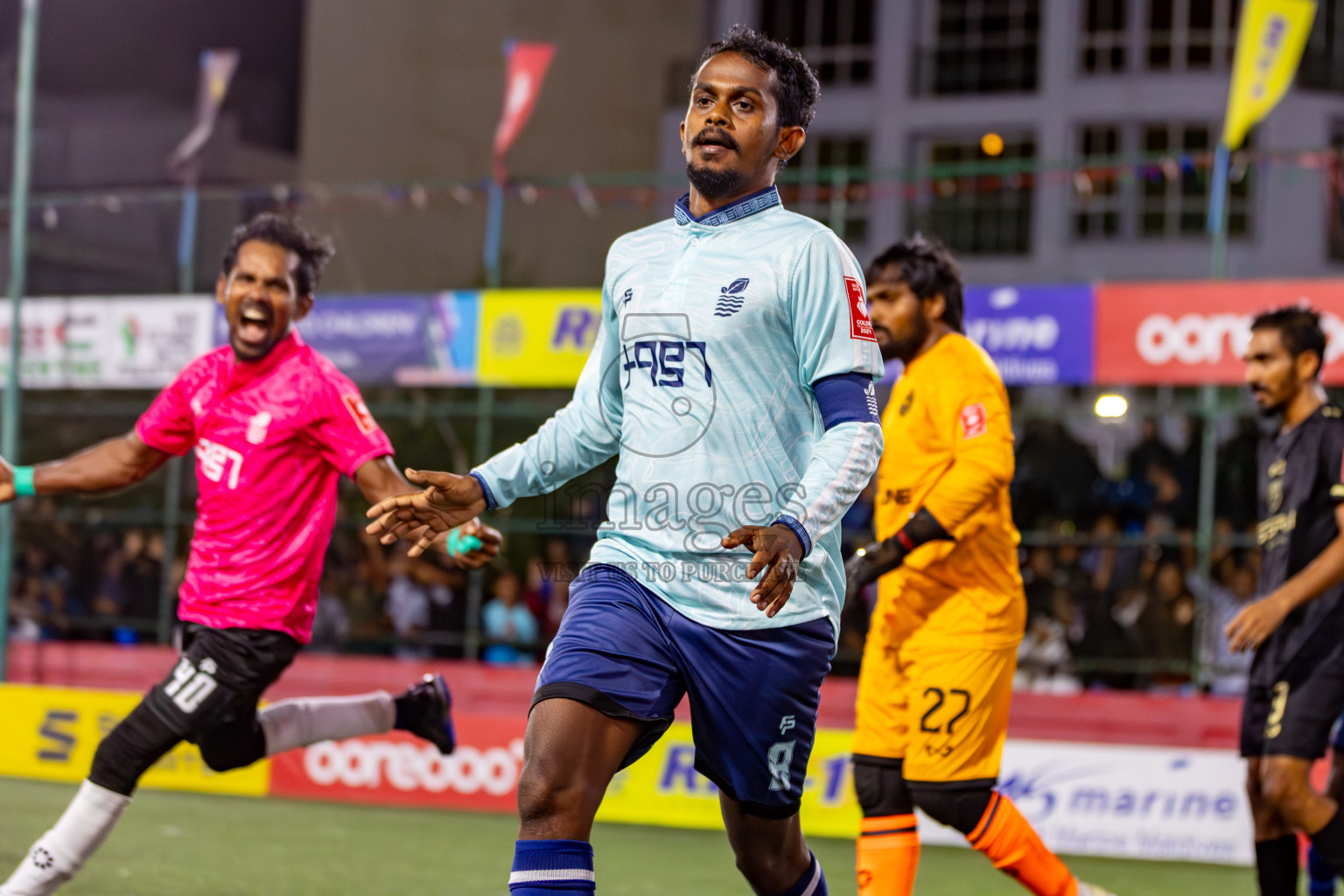 AA. Mathiveri VS ADh. Maamigili in Zone 4 Group Stage Final on Day 38 of Golden Futsal Challenge 2024 which was held on Friday, 23rd February 2024, in Hulhumale', Maldives 
Photos: Hassan Simah/ images.mv