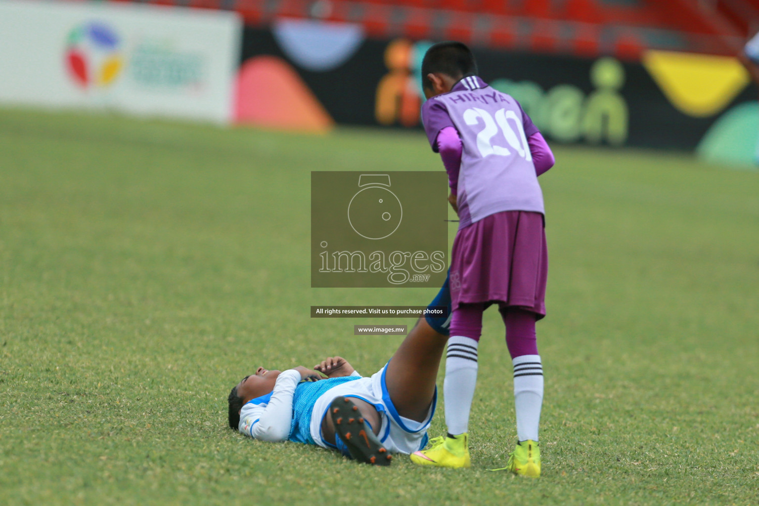 Hiriya School vs LH.EDU.CENTRE in MAMEN Inter School Football Tournament 2019 (U13) in Male, Maldives on 19th April 2019 Photos: Hassan Simah/images.mv