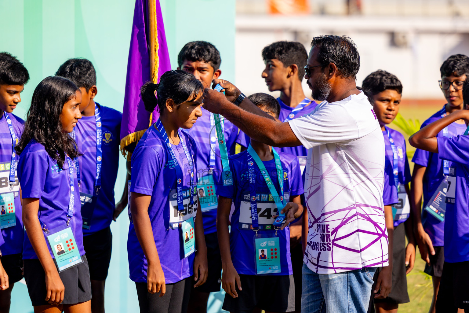 Day 3 of MWSC Interschool Athletics Championships 2024 held in Hulhumale Running Track, Hulhumale, Maldives on Monday, 11th November 2024. Photos by: Nausham Waheed / Images.mv