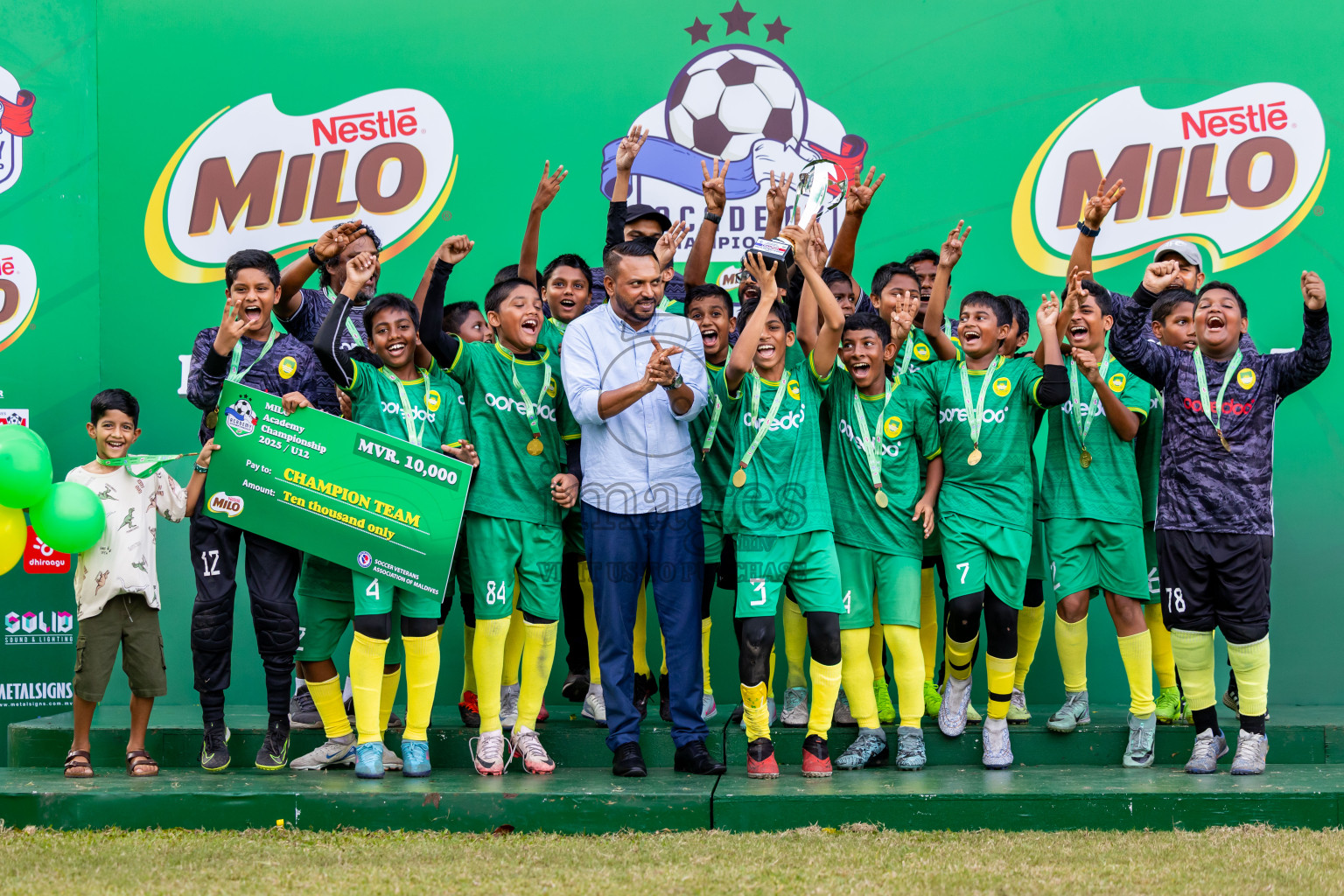 Day 3 of MILO Academy Championship 2025 (U-12) was held at Henveiru Stadium in Male', Maldives on Saturday, 3rd May 2025. Photos: Nausham Waheed / images.mv