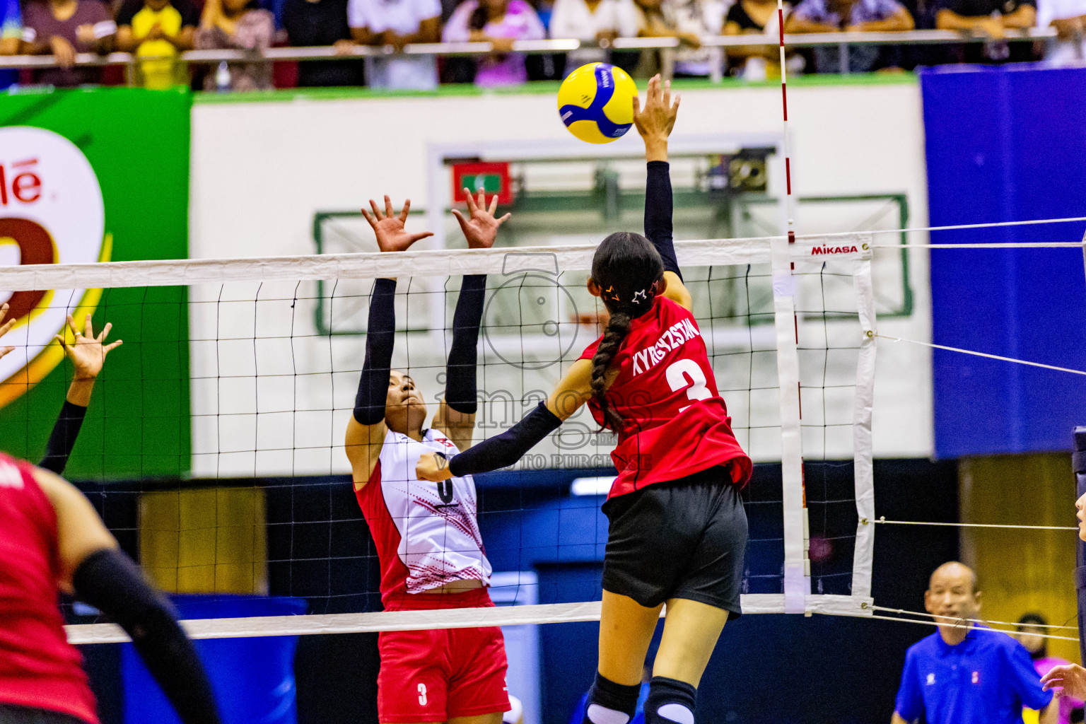 Nepal vs Kyrgyzstan in Day 2 of CAVA U20 Woman's Volleyball Championship 2024 was held in Social Center, Male', Maldives on 19th July 2024. Photos: Nausham Waheed / images.mv