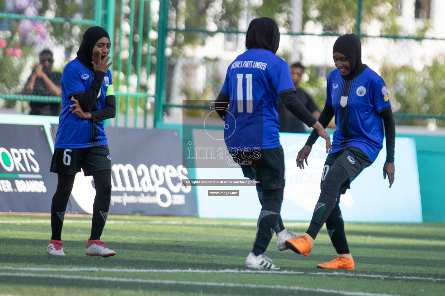 Maldives Ports Limited vs Dhivehi Sifainge Club in the semi finals of 18/30 Women's Futsal Fiesta 2019 on 27th April 2019, held in Hulhumale Photos: Hassan Simah / images.mv