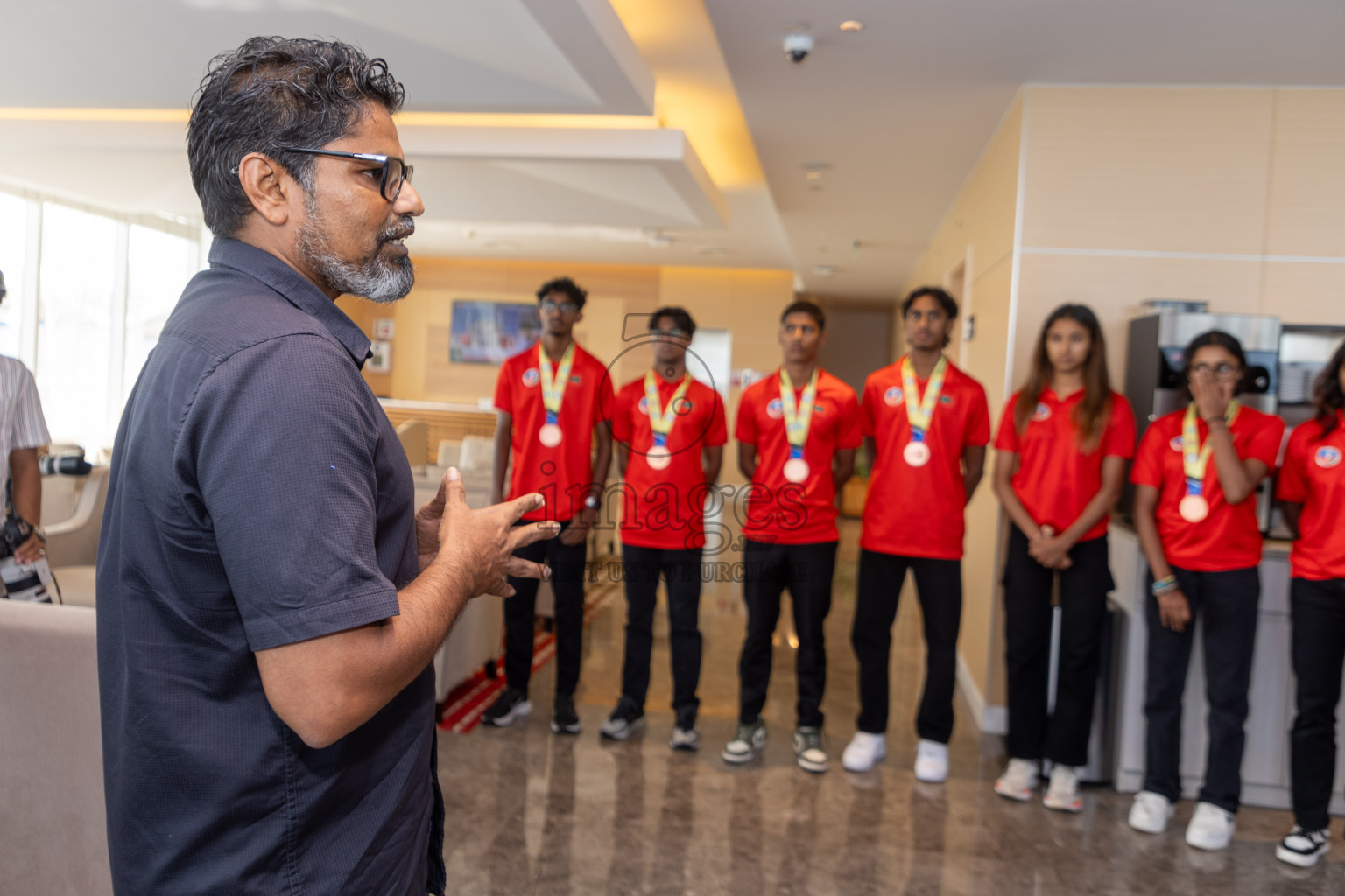 Arrival of Junior athletics team after 4th South Asian Junior Athletics Championship. Both Junior Men and Women's team won Bronze from 4x100m Relay event. 
Photos: Ismail Thoriq / images.mv