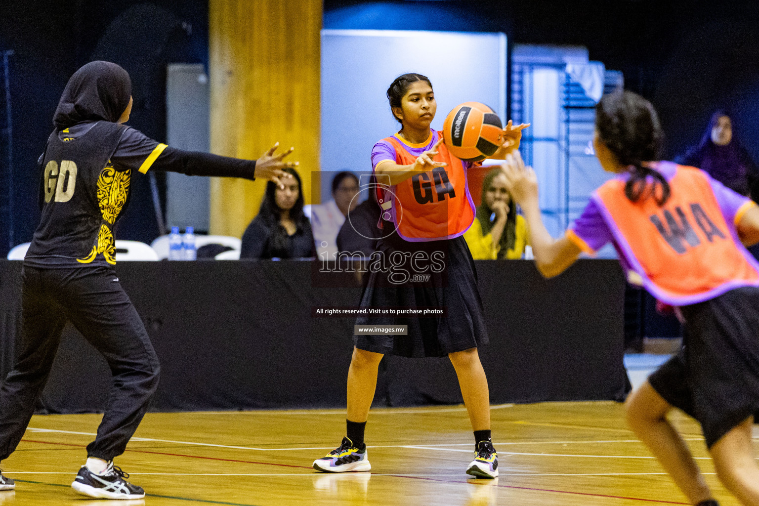 Day 9 of 24th Interschool Netball Tournament 2023 was held in Social Center, Male', Maldives on 4th November 2023. Photos: Hassan Simah / images.mv