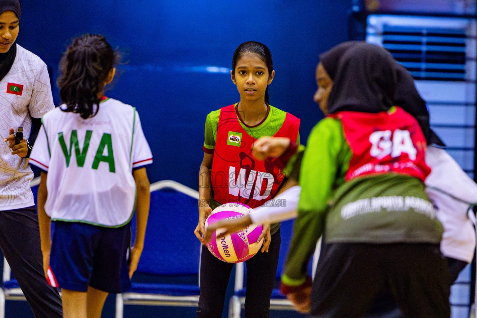 Fiontti Sports Club vs Net Queens in Day 2 of 3rd Junior Championship - Netball association of Maldives, held at Social Center on Monday 20th January 2025 . Photos by Nausham Waheed