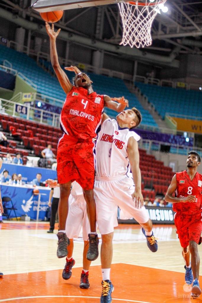 Maldivian basketball team in Asian Games 2014 in Incheon, South Korea (Images.mv Photo/ Hussain Sinan).