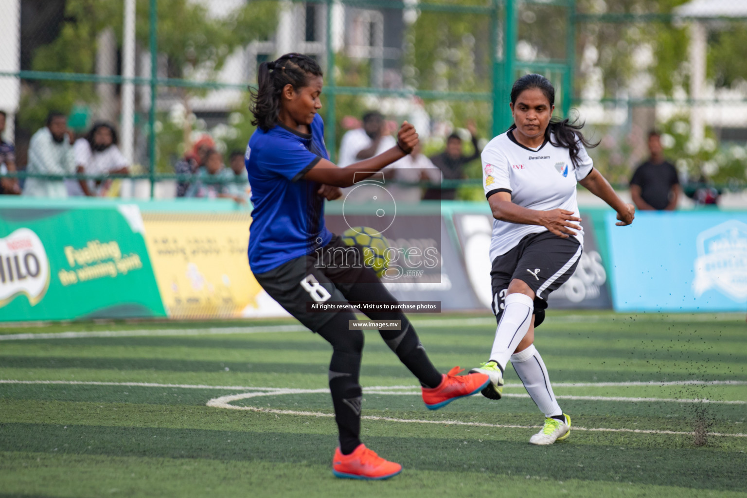 Maldives Ports Limited vs Dhivehi Sifainge Club in the semi finals of 18/30 Women's Futsal Fiesta 2019 on 27th April 2019, held in Hulhumale Photos: Hassan Simah / images.mv