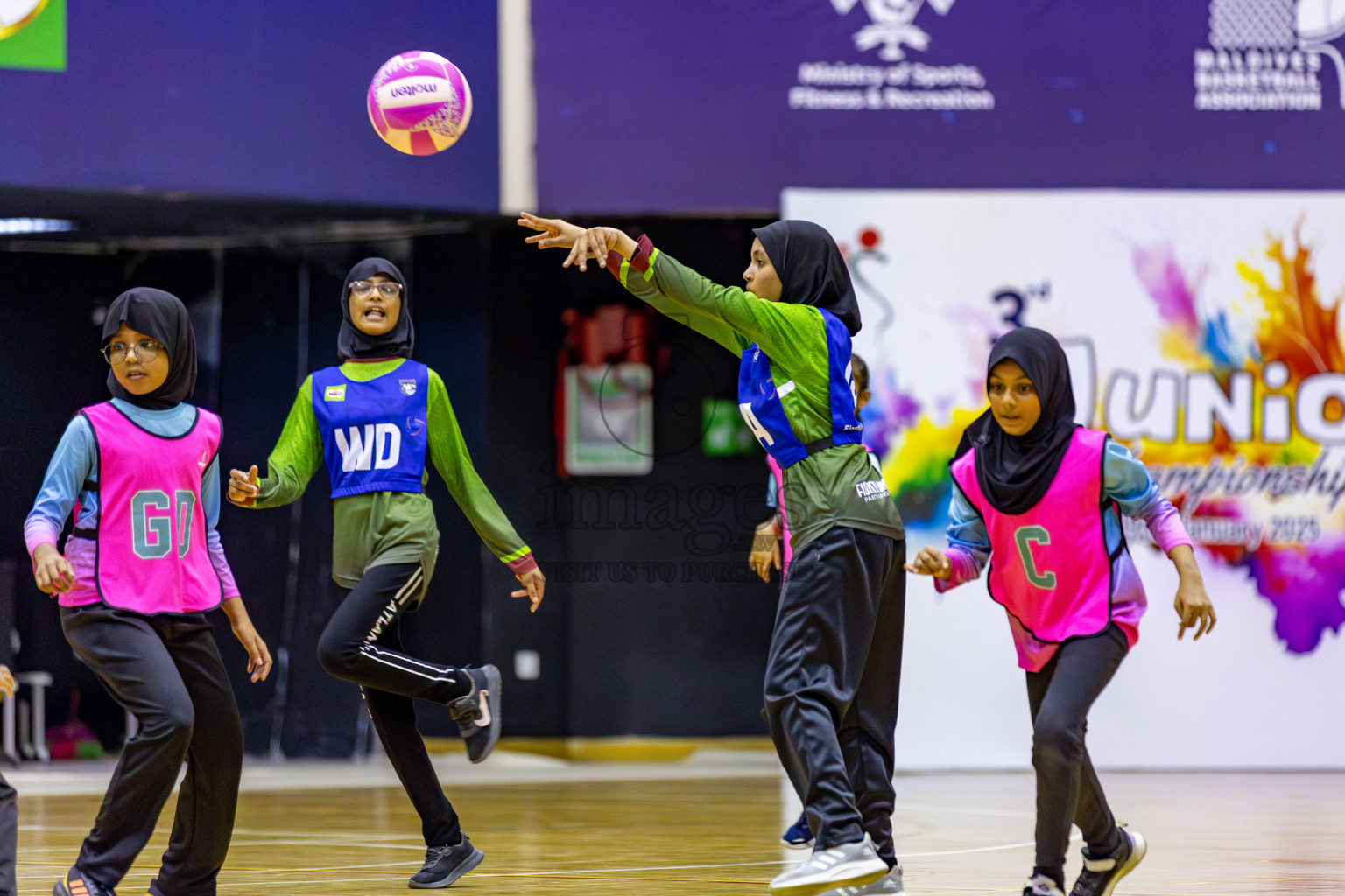 Netgen B vs Fiontti Sports Club in Day 3 of 3rd Netball Junior Championship, held at Social Center on Tuesday, 21st January 2025 . 
Photos: Hassan Simah / images.mv