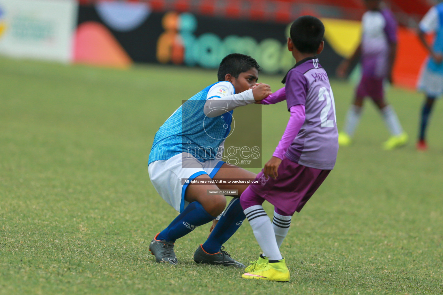 Hiriya School vs LH.EDU.CENTRE in MAMEN Inter School Football Tournament 2019 (U13) in Male, Maldives on 19th April 2019 Photos: Hassan Simah/images.mv