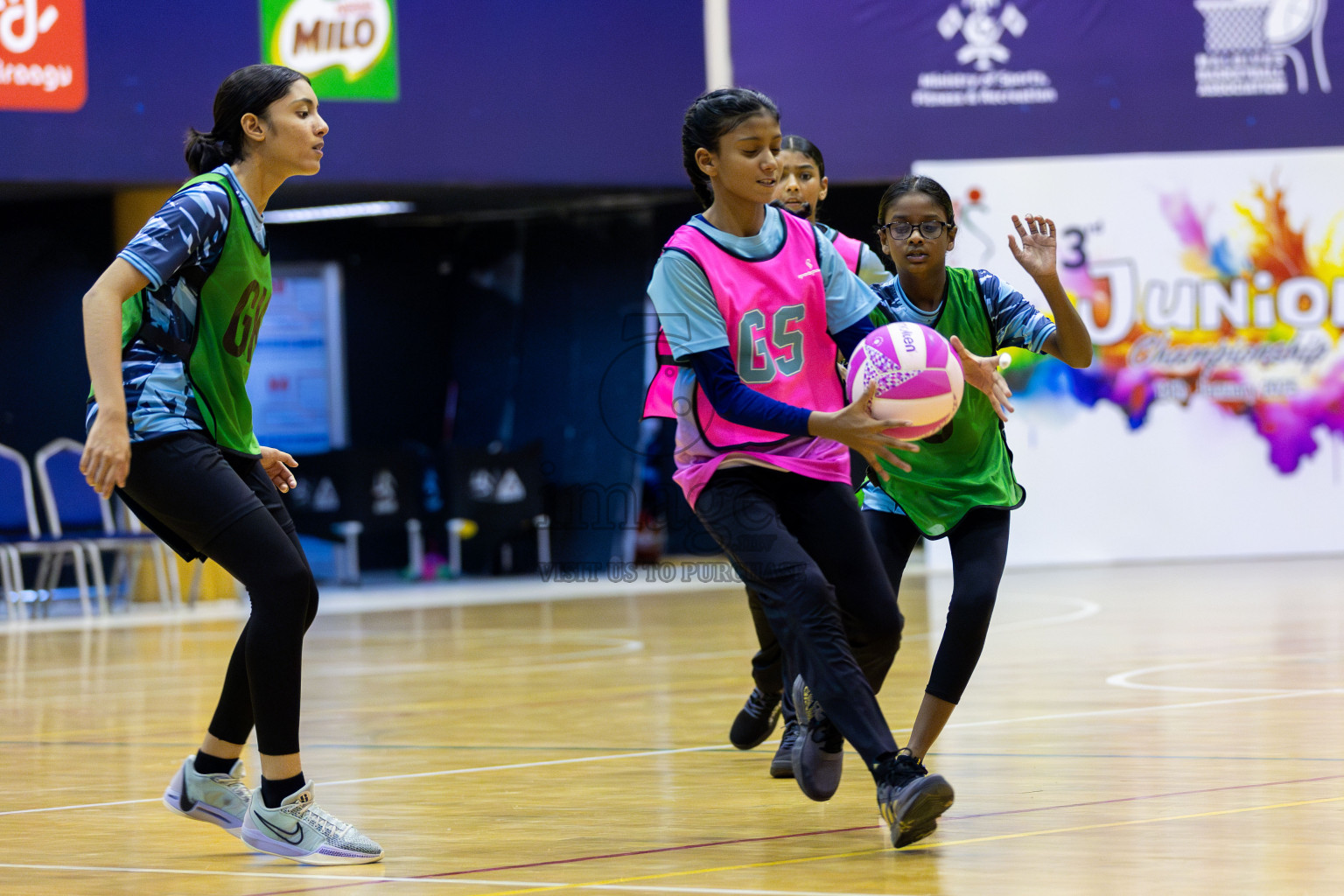 High Flyers vs Netkids A in Day 1 of 3rd Junior Championship - Netball association of Maldives, held at Social Center on 19th January 2025 . Photos by Shuu Abdul Sattar