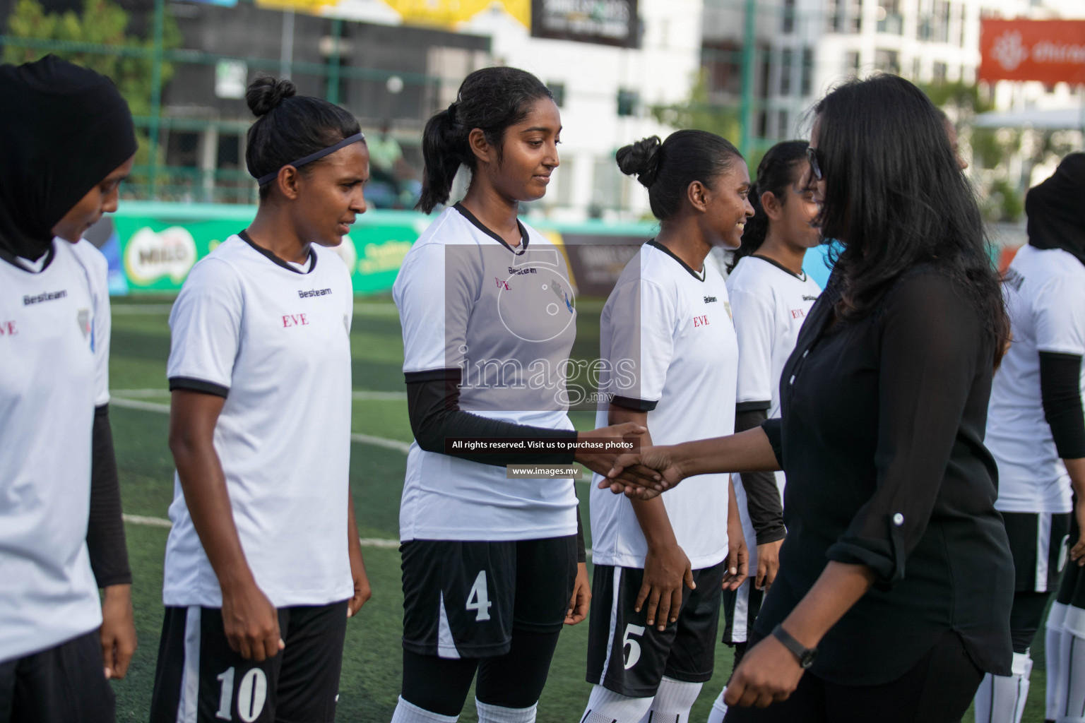 Maldives Ports Limited vs Dhivehi Sifainge Club in the semi finals of 18/30 Women's Futsal Fiesta 2019 on 27th April 2019, held in Hulhumale Photos: Hassan Simah / images.mv