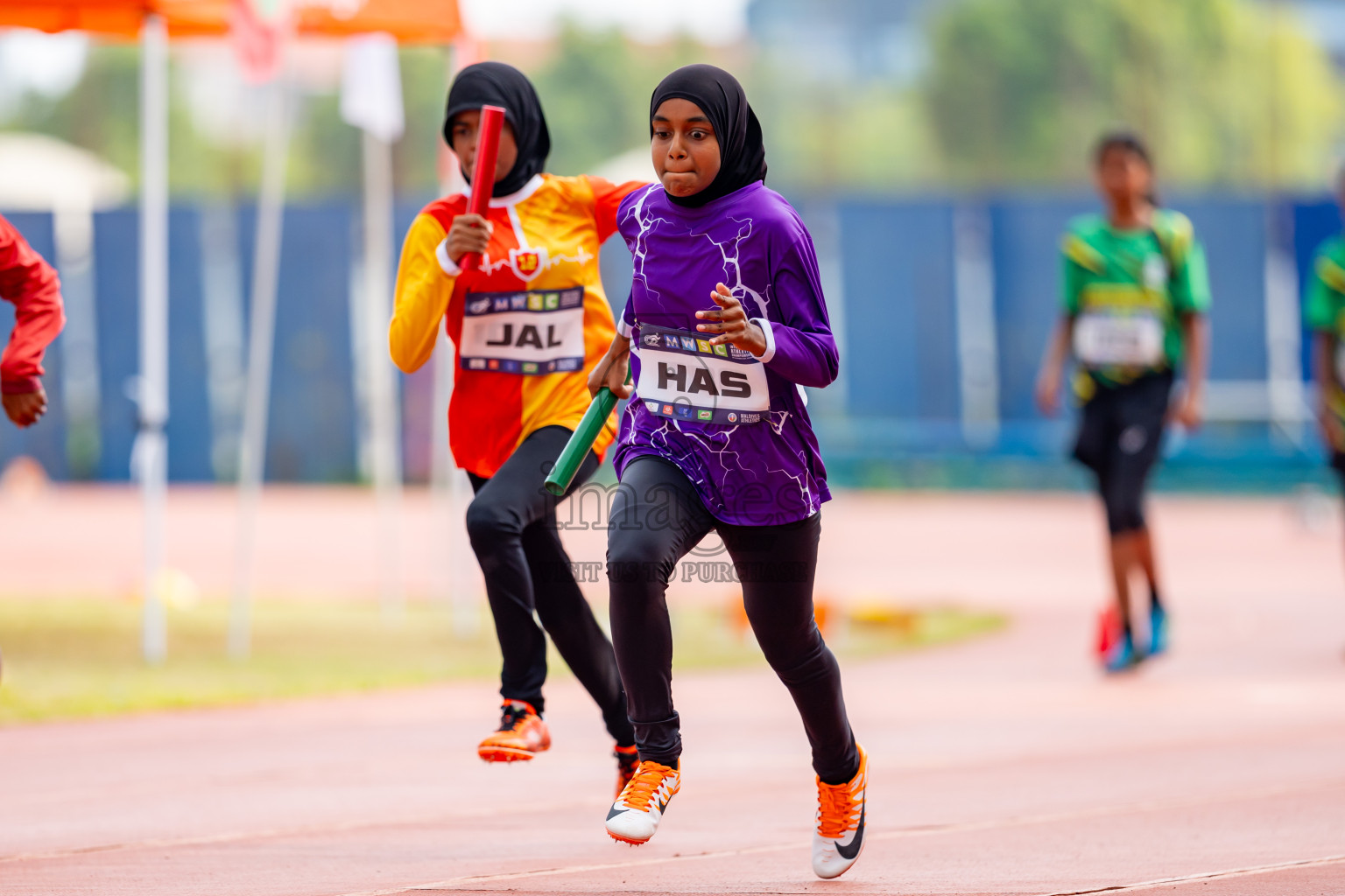 Day 6 of MWSC Interschool Athletics Championships 2024 held in Hulhumale Running Track, Hulhumale, Maldives on Thursday, 14th November 2024. Photos by: Nausham Waheed / Images.mv