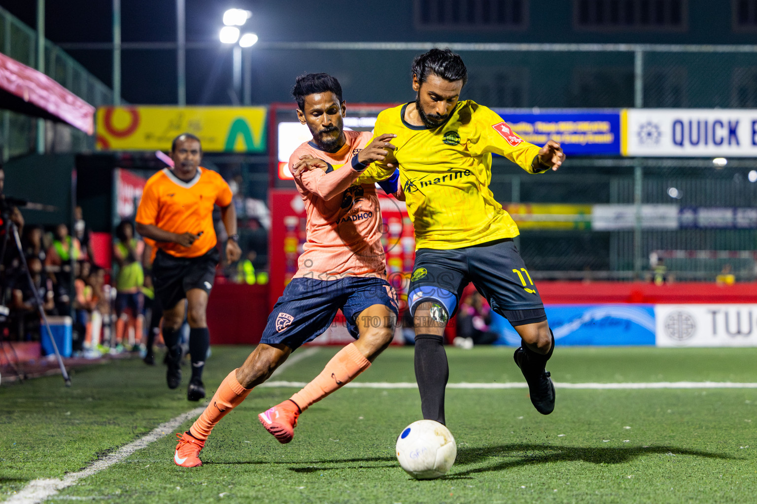 GDh Vaadhoo vs GDh Gadhdhoo in Gaafu Dhaal Atoll Final in Day 24 of Golden Futsal Challenge 2025 was held on Tuesday , 28th January 2025, in Hulhumale', Maldives. Photos: Nausham Waheed / images.mv