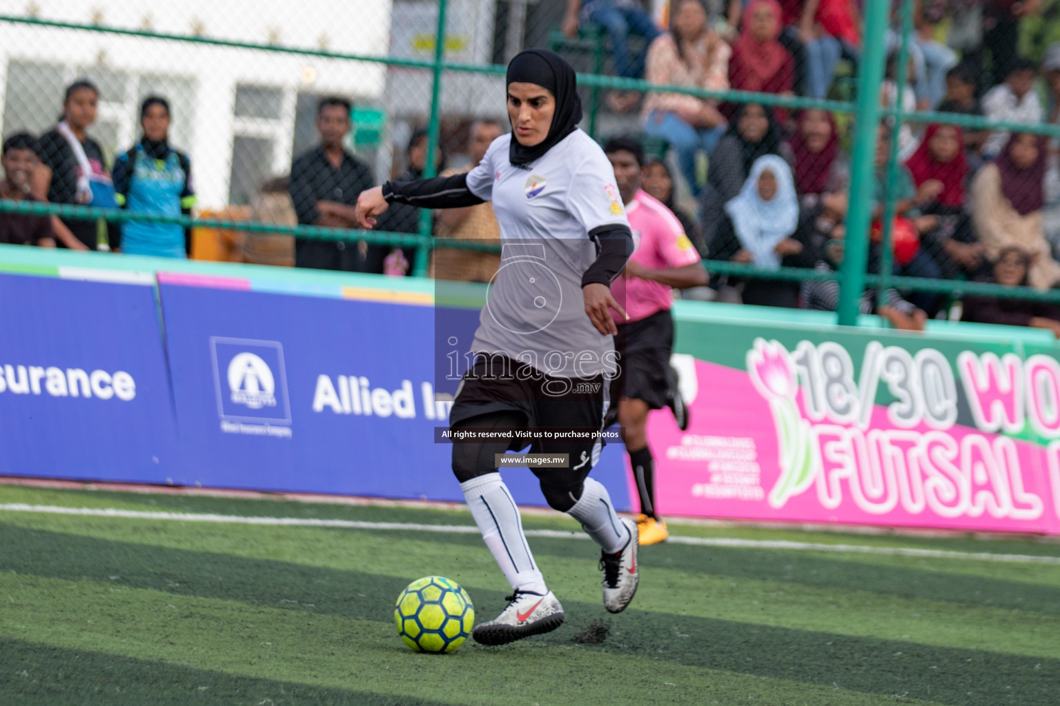 Maldives Ports Limited vs Dhivehi Sifainge Club in the semi finals of 18/30 Women's Futsal Fiesta 2019 on 27th April 2019, held in Hulhumale Photos: Hassan Simah / images.mv