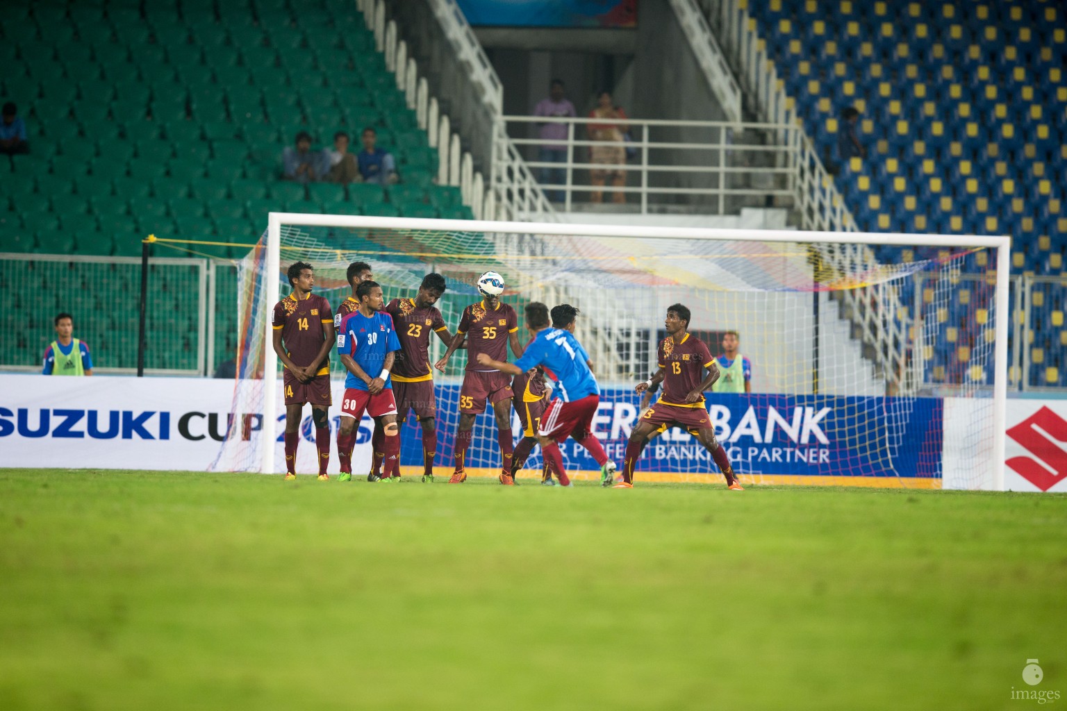 Opening match of SAFF Suzuki Cup between Sri Lanka and Nepal in Thiruvananthapuram, India, Wednesday, December. 23, 2015.  (Images.mv Photo/ Hussain Sinan).