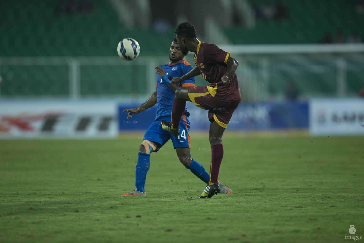 India is playing against Sri Lanka in the Group A match of SAFF Suzuki Cup 2015 on Friday, December 25th, 2015.(Images.mv Photo: Mohamed Ahsan)
