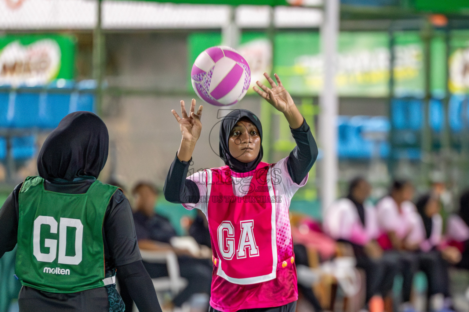 Xenith Sports Club vs N Sports Academy in Division 2 of National Netball Tournament 2025 held in Ekuveni Netball Court at Male', Maldives on Friday, 23rd May 2025. Photos: Mohamed Mahfooz Moosa / images.mv