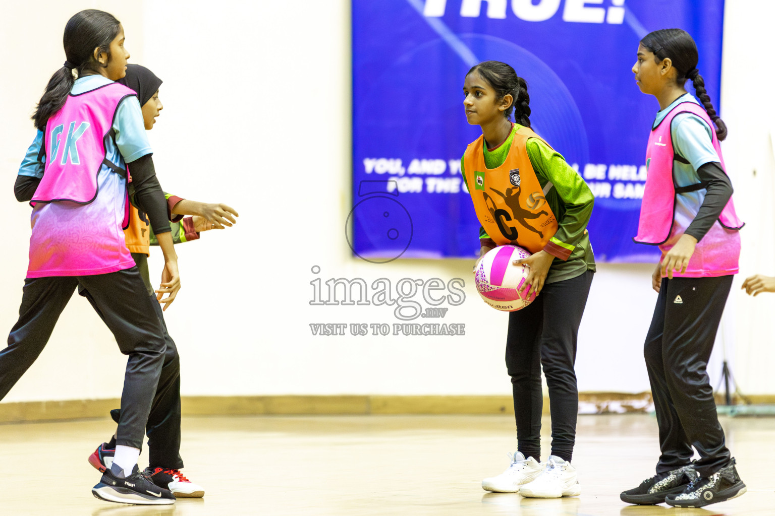 Netkids A vs Fionti A Team in Day 5 of 3rd Netball Junior Championship, held at Social Center on Thursday 23rd January 2025 . Photos: Shuu Abdul Sattar / images.mv